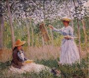 Suzanne Reading and Blanche Painting by the Marsh at Giverny, Claude Monet